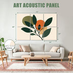 6 Pack Art Acoustic Panels Sound Absorbing Boho Botanical Leaf Orange Green - Image 2