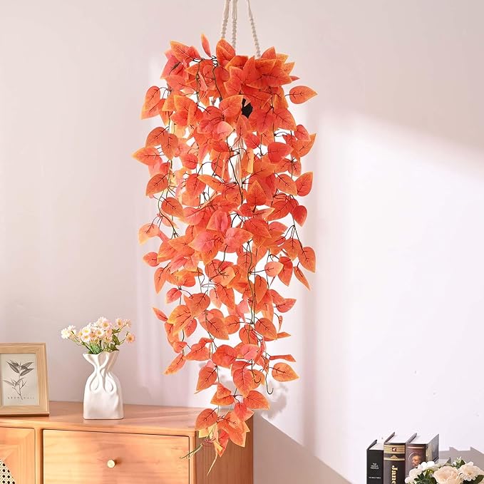 BLEUM CADE Fake Hanging Plants, Faux Orange Vines Hanging Plant - Image 3