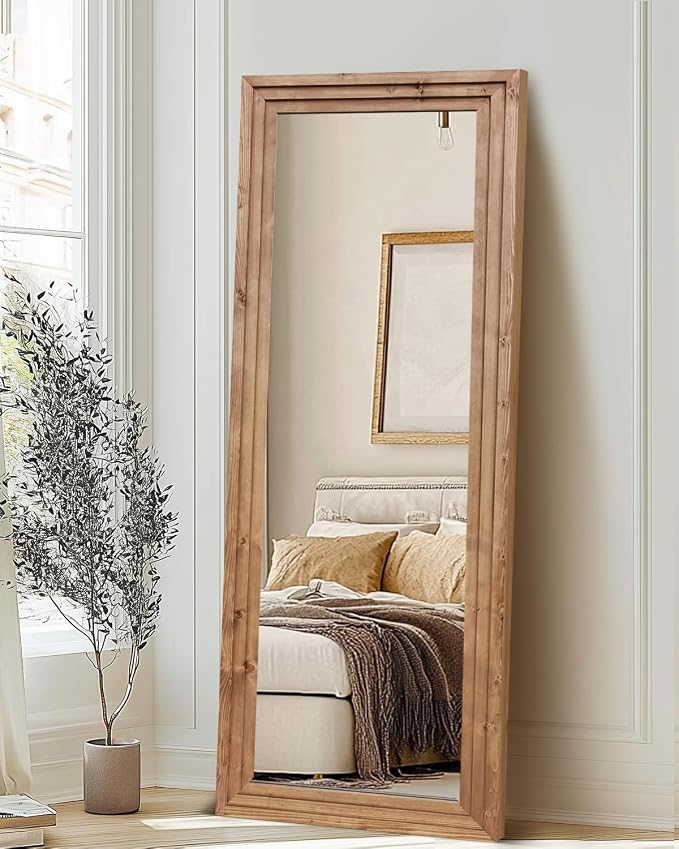 Full Length Mirror 65"x24" Solid Wood Frame Floor Large Mirror - Image 4