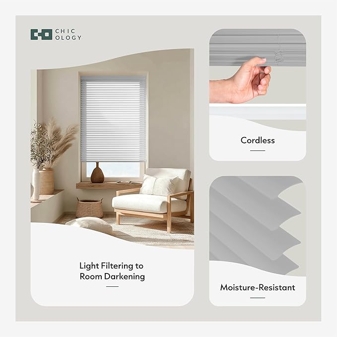 CHICOLOGY Cordless Mini Blinds for Indoor Windows, 46.25" W x 60" H, Light - Image 2