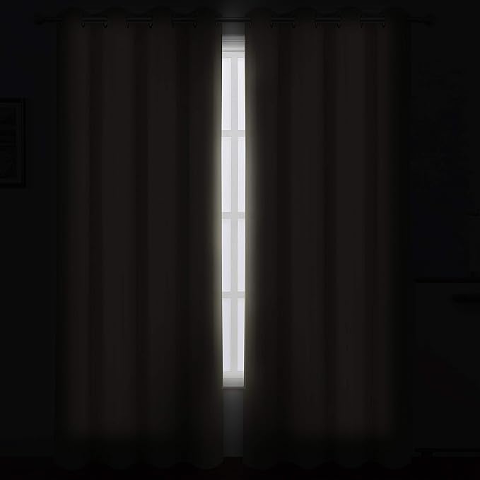 LEMOMO Blackout Curtains 52 x 84 Inch Long Beige Curtains Set of 2 Panels Room - Image 3