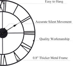 30 Inch Wall Clock Decorative, Oversized Large Black Metal Roman Numeral Silent - Image 2