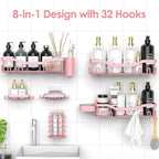 NESOMI Shower Caddy Adhesive Shower Organizer 8-Pack, Rustproof Stainless Steel - Image 4