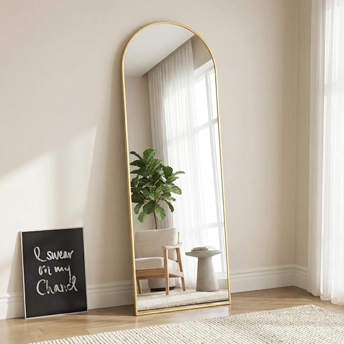 Sweetcrispy 58"x19" Arched Full Length Mirror, Leaning or Standing Full Body - Image 7