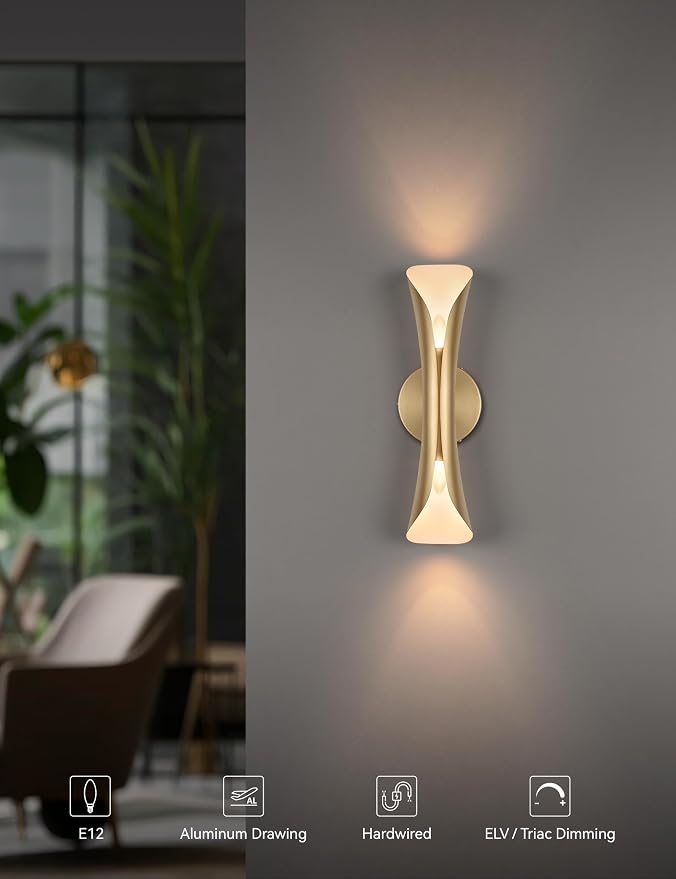 Tubicen Wall Sconces Gold Movie Theater Sconces Wall Lighting Up and Down 15.7" - Image 8