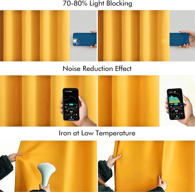 MIULEE Yellow Back Tab Blackout Curtains 84 Inch Length 2 Panels Set - Image 5