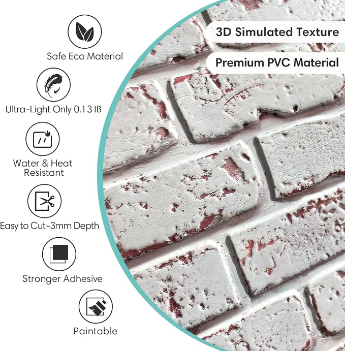 Commomy Faux Brick Peel and Stick Tiles - Image 3