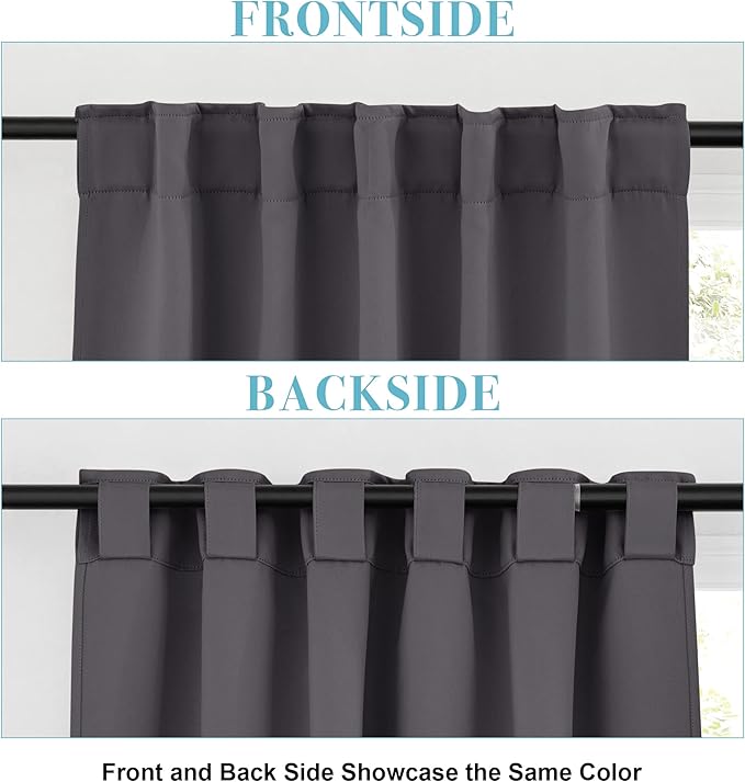 RYB HOME Blackout Curtains for Living Room, Back Tab & Rod Pocket Top - Image 2