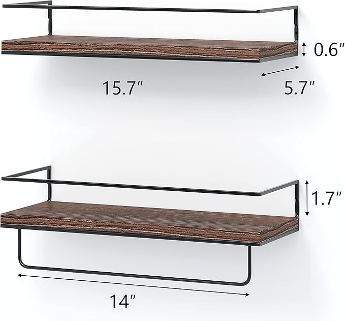 Shario Rustic Wood Floating Shelves - Image 3