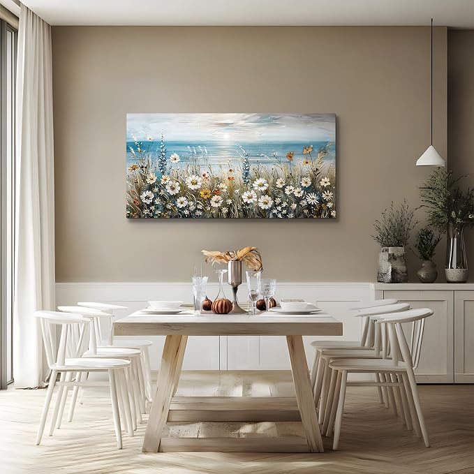 SERIMINO Large Wall Art for Living Room, Coastal Landscape Wall Decor, Beach - Image 3