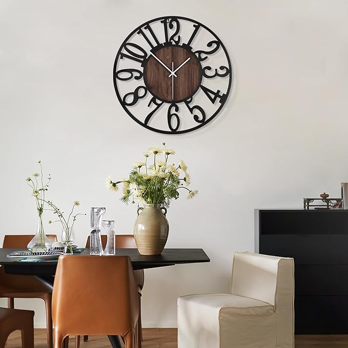 LEIKE Large Wall Clocks, Non Ticking, Battery Operated Small Vintage Round - Image 5