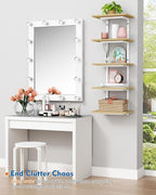 Harwaya White and Natural Tiered Wall Shelf Unit, 5 Tier Display Floating - Image 7