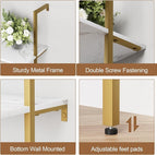 aboxoo Ladder Shelf White Marble Bookshelf 5-Tier Wall-Mounted Wood Rack - Image 6