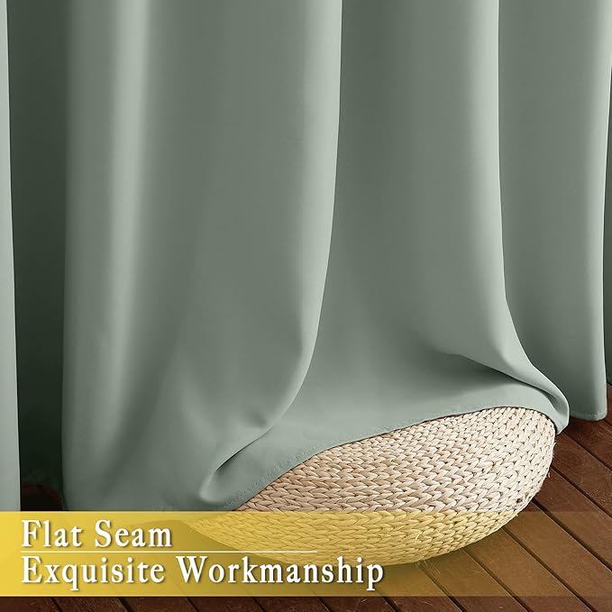 NICETOWN Blackout Sage Green Living Room Divider Curtain - Image 6