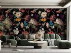 Zeeko Floral Wallpaper Black Peel and Stick Wall Mural Canvas Fabric Vintage - Image 5