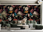 Zeeko Floral Peel and Stick Wall Mural Black Flower Wallpaper by Zeeko