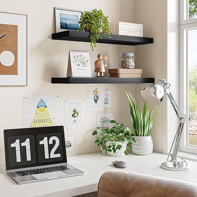 Fixwal Black Floating Shelves for Wall, Bathroom and Kitchen, Wall Shelves for - Image 4