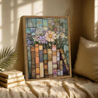 YYNISPIN Vintage Book Wildflower Wall Art Moody Stained Glass Book Lover Wall - Image 2