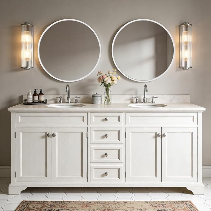 WallBeyond Round Wood Mirror 28 inch Circle Wall Mirror - Image 4