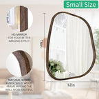 Asymmetrical Accent Mirror for Wall Irregular Oval Wood Frame Modern Unique - Image 7
