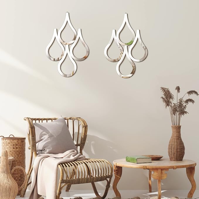 Weysat 2 Pieces Teardrop Wall Mirror Hanging Wall Mounted Decorative Accent - Image 7