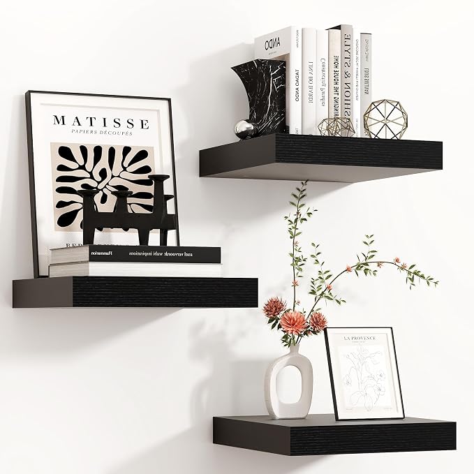 Square Floating Shelves for Wall 12"W x 12"D x 1.4"H, Small Engineered Wood by Venusmiles