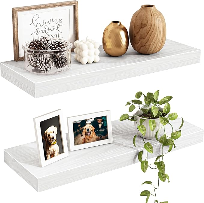 Fixwal Floating Shelves for Wall, 15.7" Wood Wall Mounted Shelves for Living by Fixwal