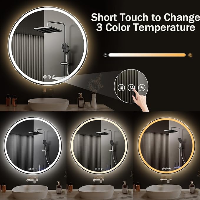 LED Bathroom Mirror 30 Inch Round Bathroom Mirror - Image 3