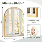 Arched Wall Mirror 30x20 Inch Gold Bathroom Vanity Mirror - Image 3