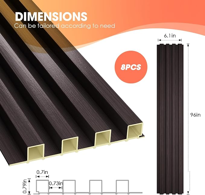 OUZUGIE WPC Acoustic Slat Wall Paneling, Living Room, TV Background, Study Room - Image 3