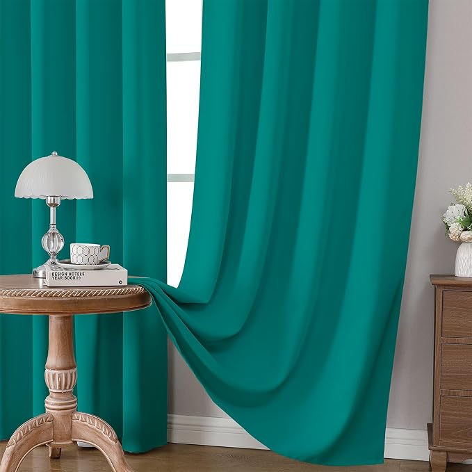 CUCRAF Turquoise Blackout Curtains 84 inch Length 2 Panels Set, Rod Pocket Room - Image 5
