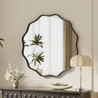 VooBang Black Scalloped Circle Mirror, Hanging Leaning by VooBang