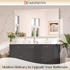 Keonjinn Brushed Nickel Mirror 60 x 36 Inch Large Silver Bathroom Mirror - Image 2