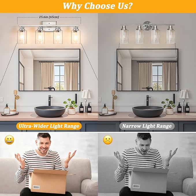 Unicozin 4-Light Bathroom Light Fixtures, Modern Vanity Lights - Image 6