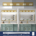 SineRise LED Modern Bathroom Vanity Light Fixtures, Brass Modern Acrylic - Image 6