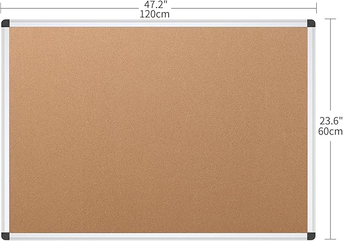 VIZ-PRO Cork Notice Board, 48 X 24 Inches - Image 2