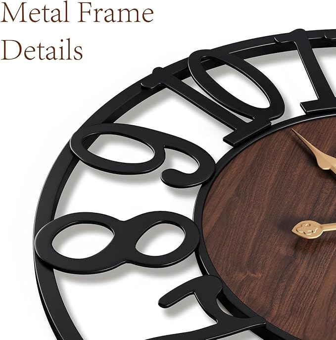 Vantic 32 Inch Large Wall Clock, Arabic Numeral Wood Oversized Wall Clocks - Image 5