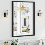Syndra Black Wood Frame Bathroom Mirror, Waterproof Slim Deep Frame, by Syndra