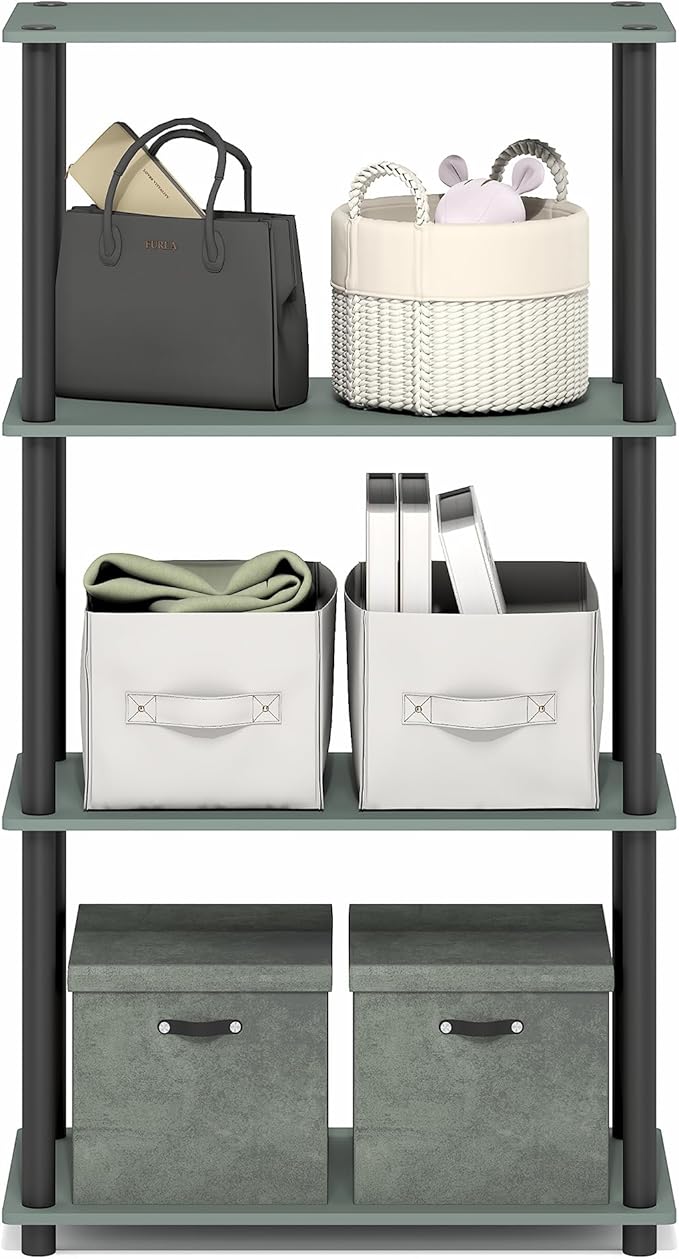 Furinno Turn-N-Tube Storage Shelves, 4-Tier Toolless Book Shelf, Corner Shelf - Image 6