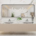 LOAAO 84x32 Inch Black Metal Framed Bathroom Mirror - Image 7