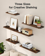 AMADA HOMEFURNISHING Wall Shelves Set of 6, Rustic Farmhouse Floating Shelves - Image 7