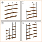 HOOBRO DIY Ladder Shelf, 6-Tier Wooden Wall Mounted Bookshelf, Narrow Bookcase - Image 6