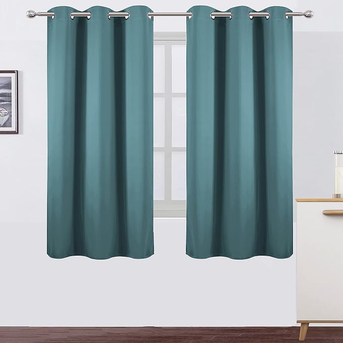 LEMOMO Sea Teal Blackout Curtains 40 x 63 Inch Length/Set of 2 Curtain by Lemomo