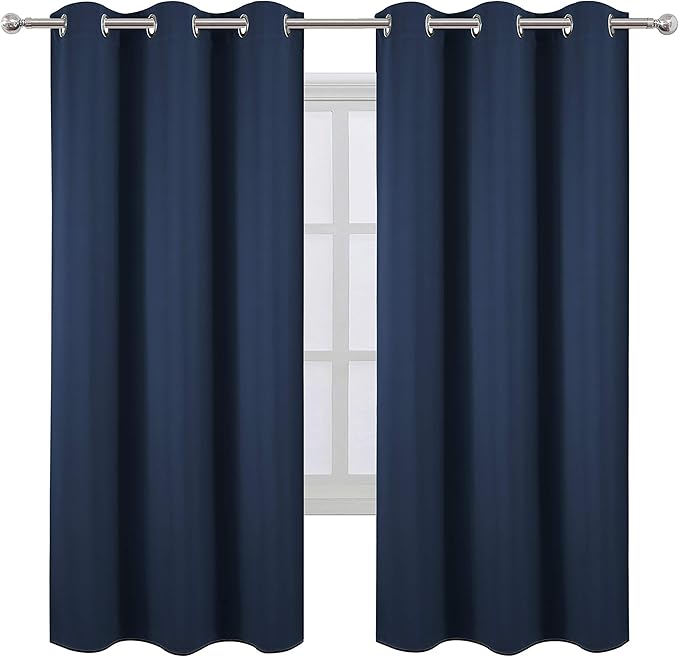 LEMOMO Navy Blue Thermal Blackout Curtains/42 x 72 Inch/Set of 2 Panels Room - Image 2