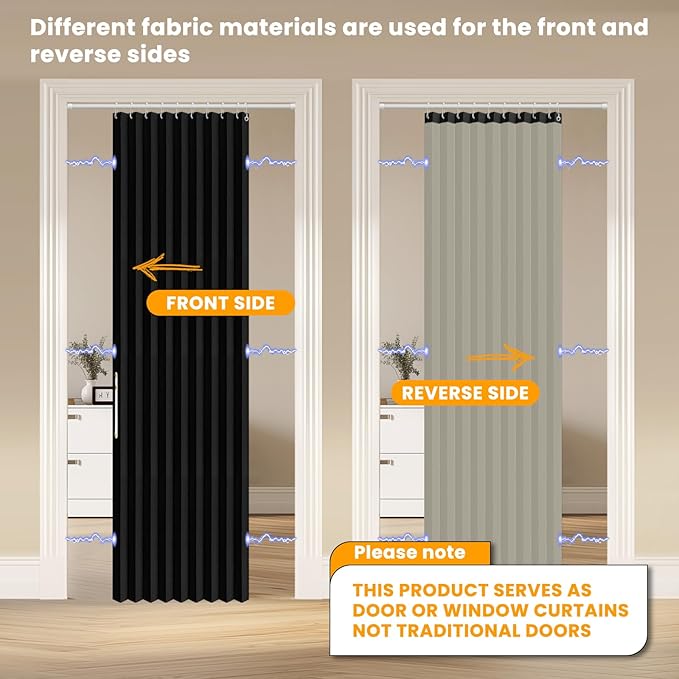 AJAZZ 100% Blackout Accordion Door Closet Curtain Door Curtain Invisible - Image 3