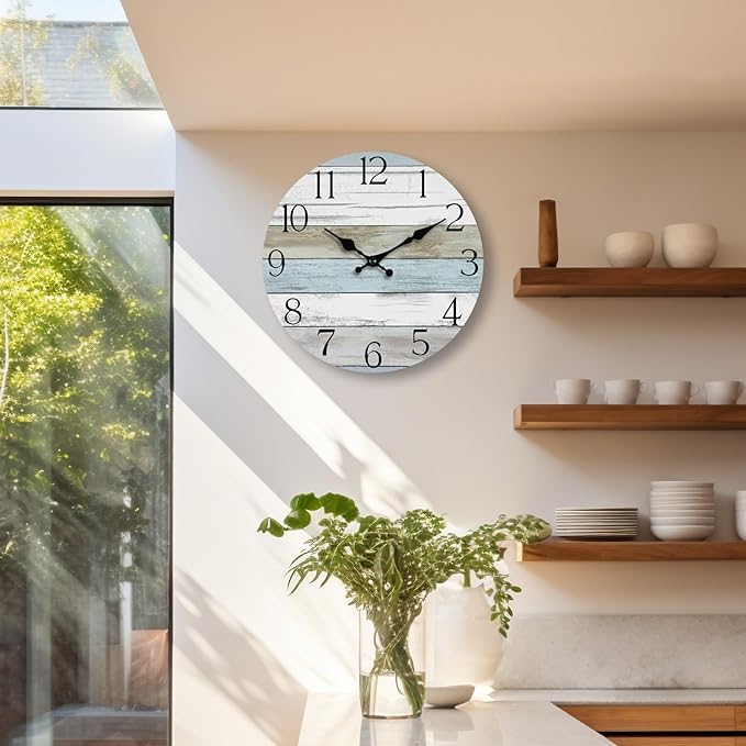 Wall Clock, Silent Non Ticking Wall Clocks Battery Operated, Rustic Wooden - Image 7