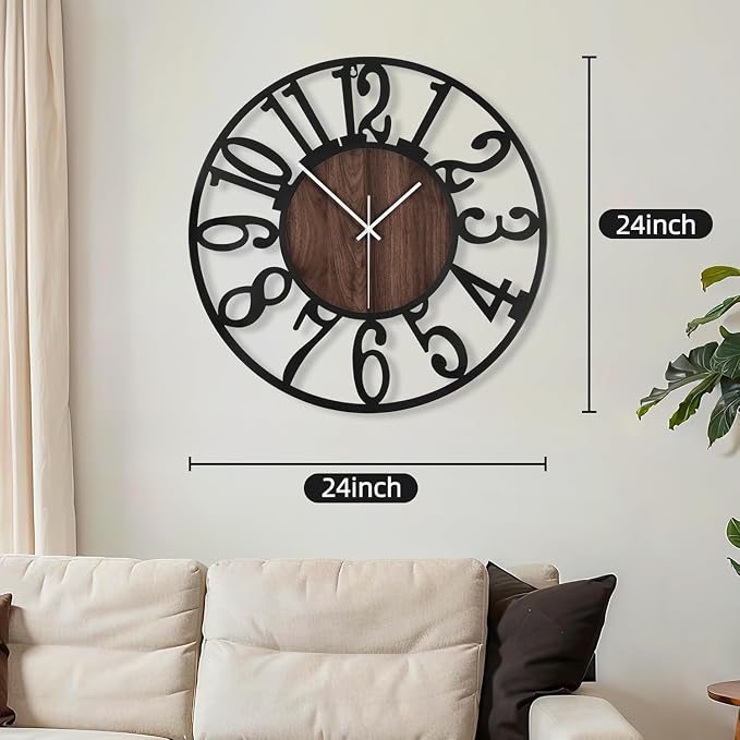 Maxstar Large Round Wall Clock for Living Room Decor Battery Operated Non - Image 2