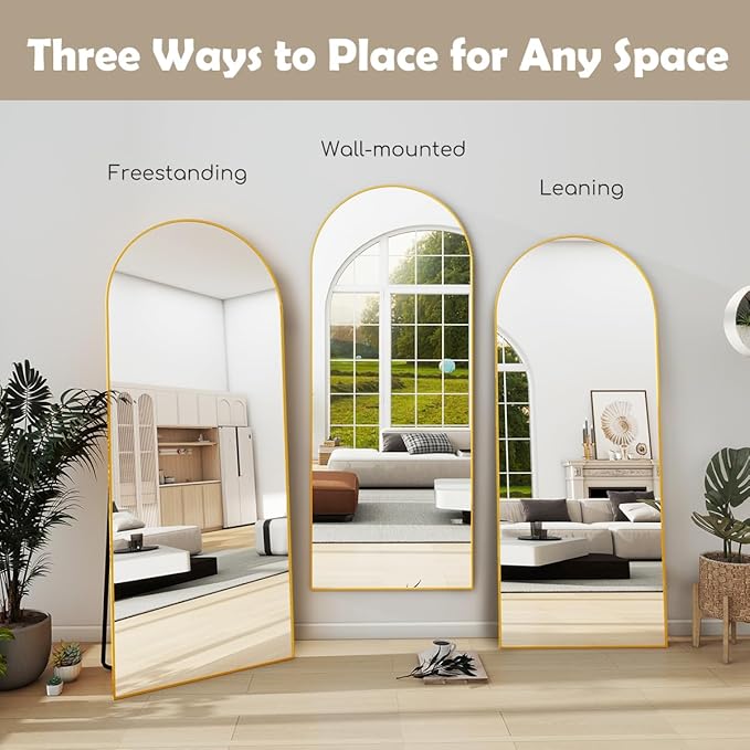 Prywot Arched Full Length Mirror, Modern Full Body Mirrors - Image 3