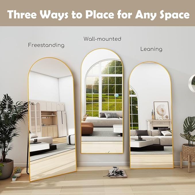 Prywot Arched Floor Mirror, 58 "x 18" Full Length Mirror Wall Mirrors Hanging - Image 7