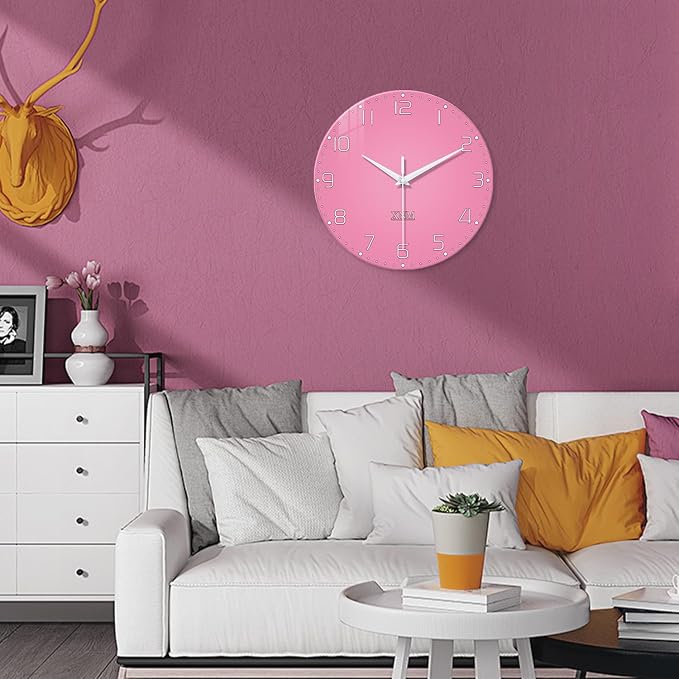 XNM Minimalist Bedroom Clock for Teen Girls Pink Analog Clock Battery Operated - Image 5